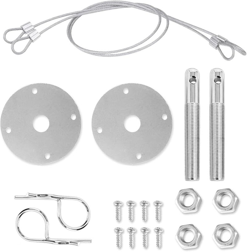 Klfte 2 Pack Trucks Hood Pin for Car, Stainless Steel Hood Pin Lock Clip with Racing Lanyard for Fixing Car Hood Cover & Reduce Shaking(Sliver) - Image 5